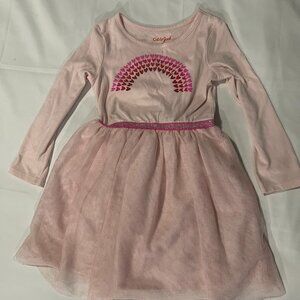 Cat & Jack Pink Rainbow of Hearts Girls Shirt Tutu Dress Hearts Size 4T